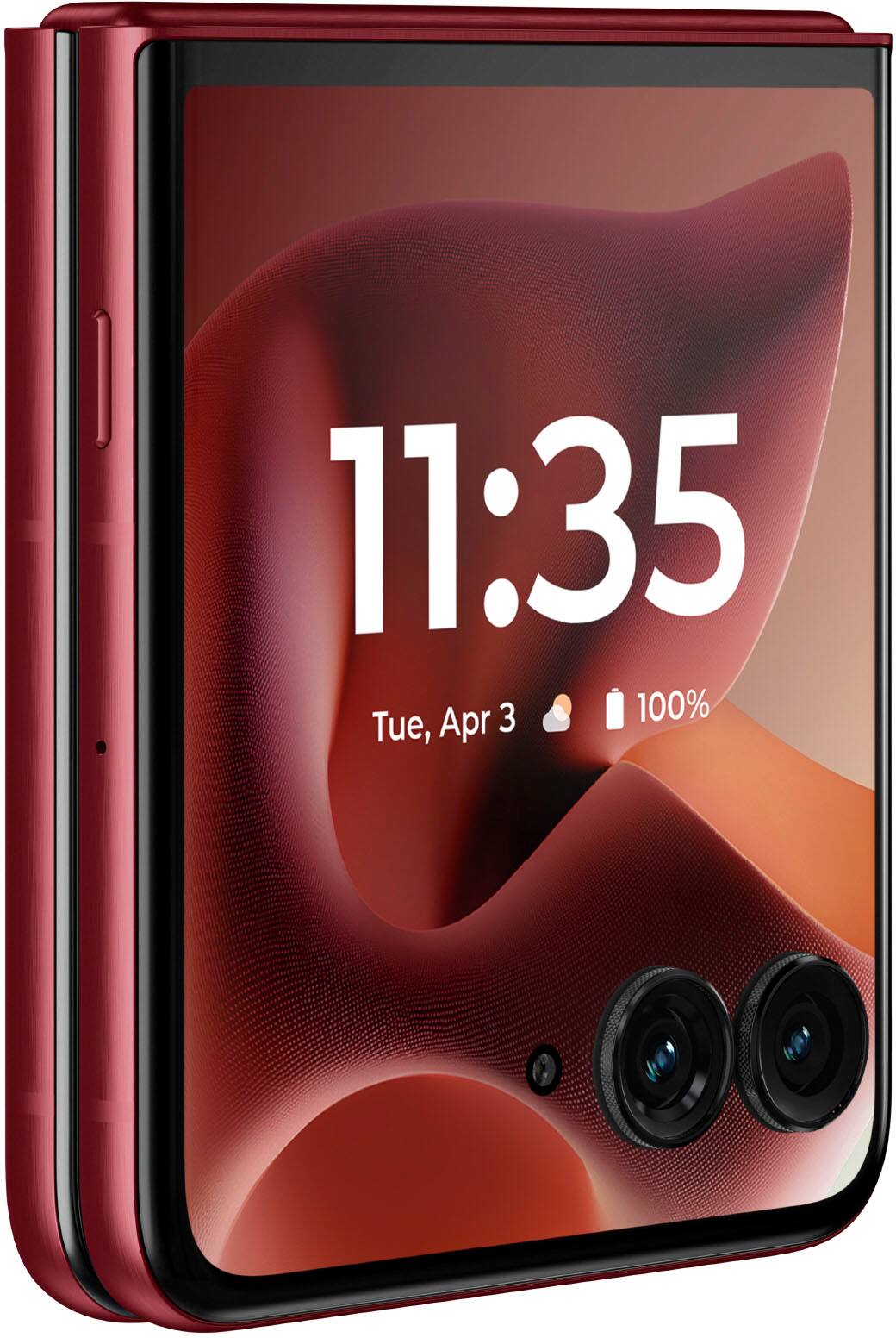 The text on the image reads "11:35 Apr 3 100% Tue." This indicates that the image was taken on April 3rd at 11:35. The device is showing the time and date, which is a common feature on smartphones.