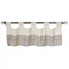 RLF Home - 4" Top Tab High Quality Fabric Petite flower Tab Valance for Windows 50" x 15" - Multi