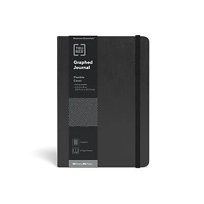 TRU RED - TRU RED™ Medium Flexible Cover Graph Journal, (TR54778) - Black