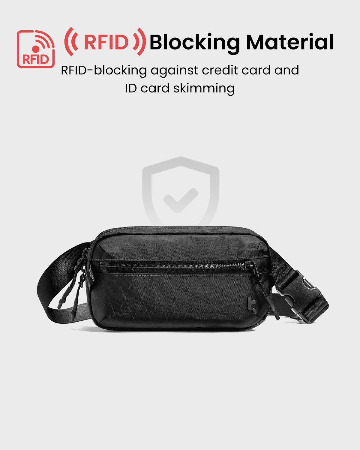 RFID Blocking Material: RFID-Blocking against credit card and ID card skimming.