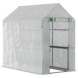 Outsunny - 47.25" x 73.25" x 74.25" Walk-in Greenhouse, Outdoor Portable Green House with 4 Shelves