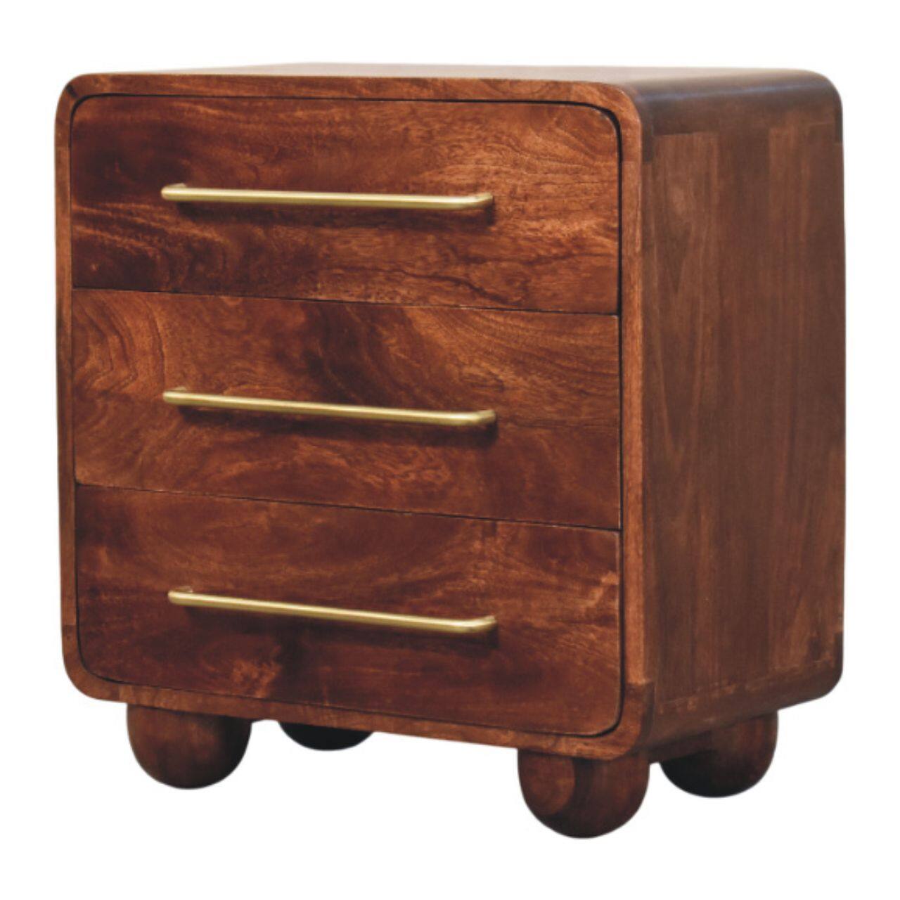 Angle. Artisan Furniture - Artisan Furniture Solid Wood 3-Drawer Rounded Chest, Brown - Brown.