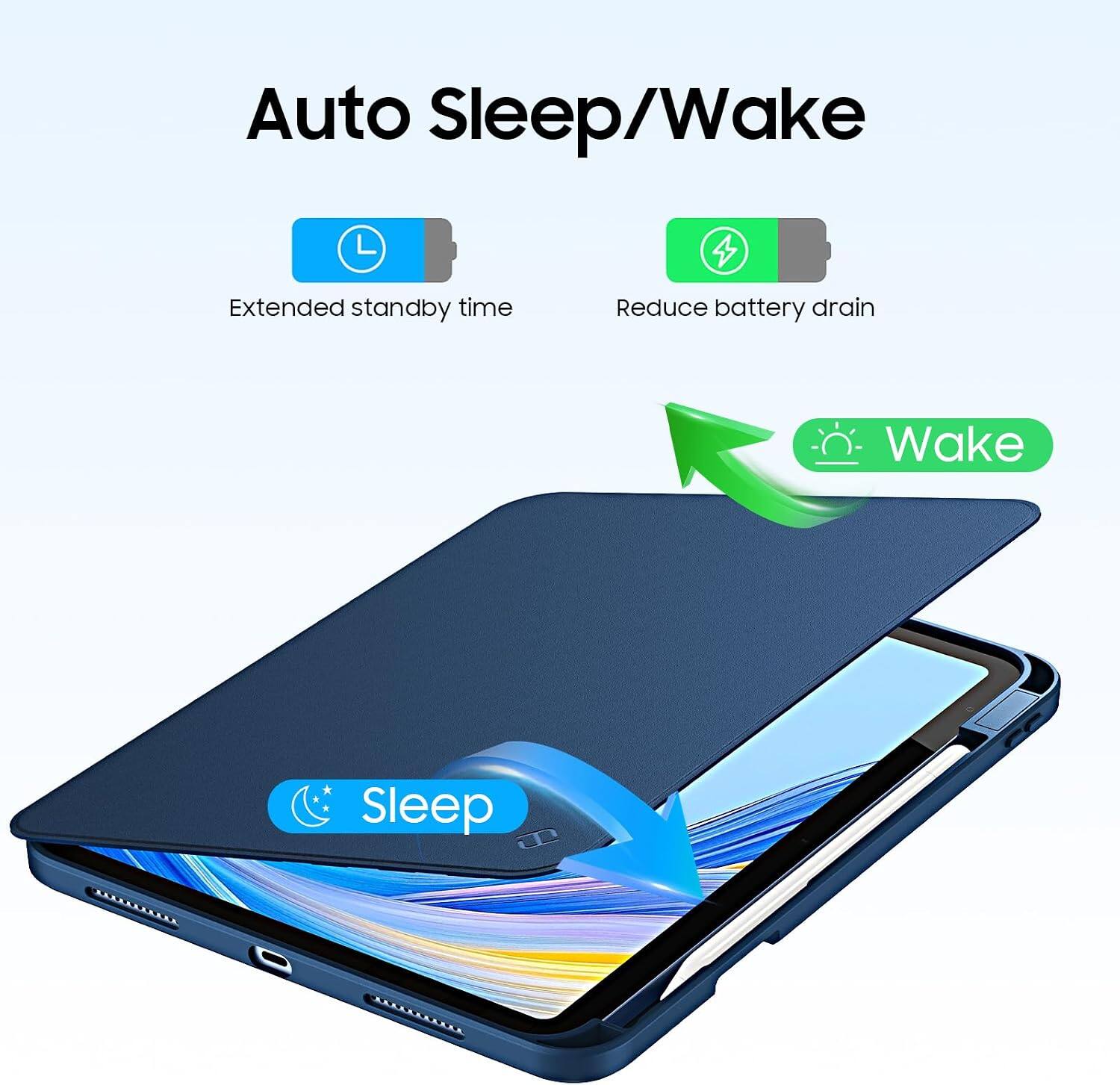Auto Sleep/Wake

Extended standby time

Reduce battery drain

Wake

Sleep