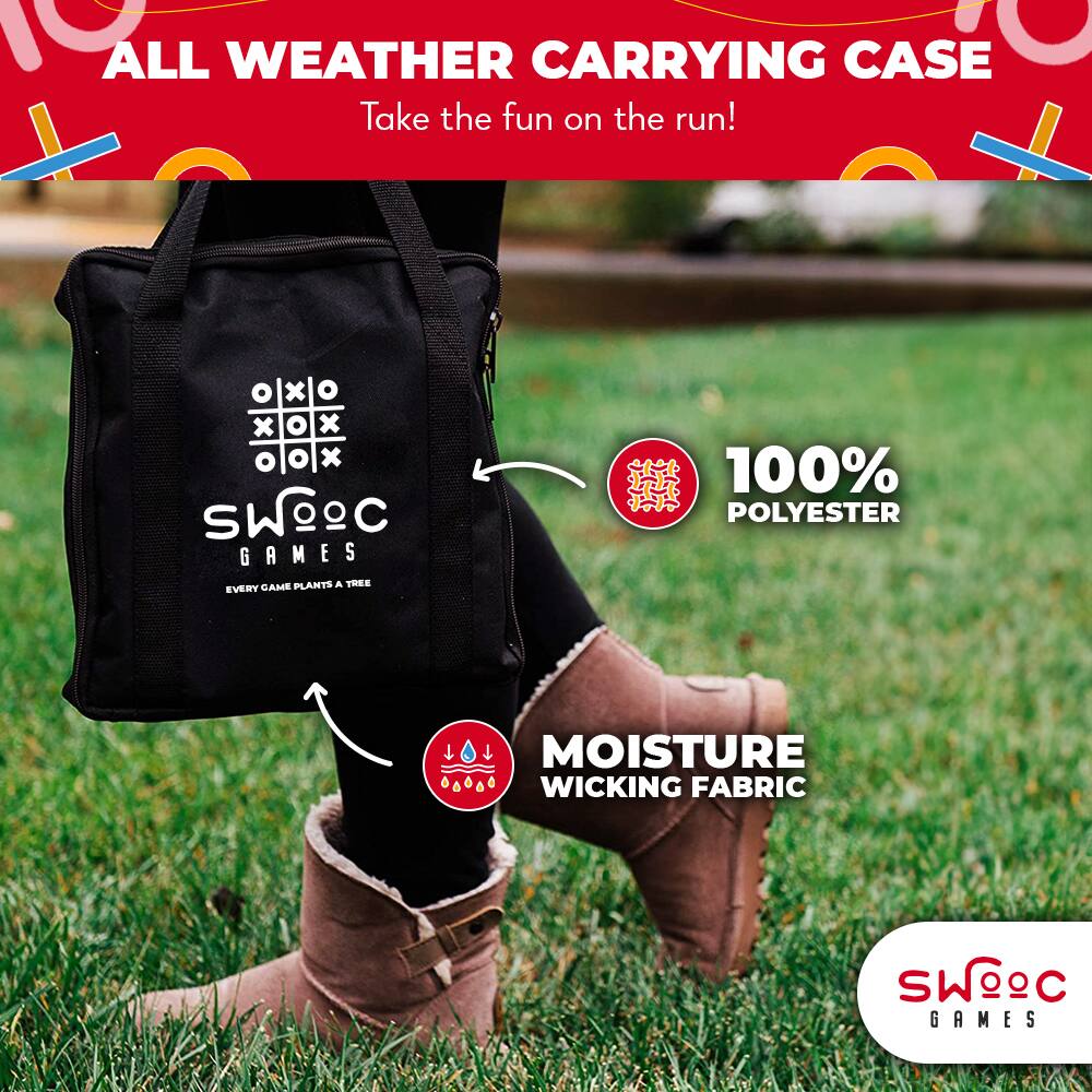 **All Weather Carrying Case**

Take the fun on the run!

- **100% Polyester**
- **Moisture Wicking Fabric**
- **Every Game Plants a Tree**

**SWOC Games**