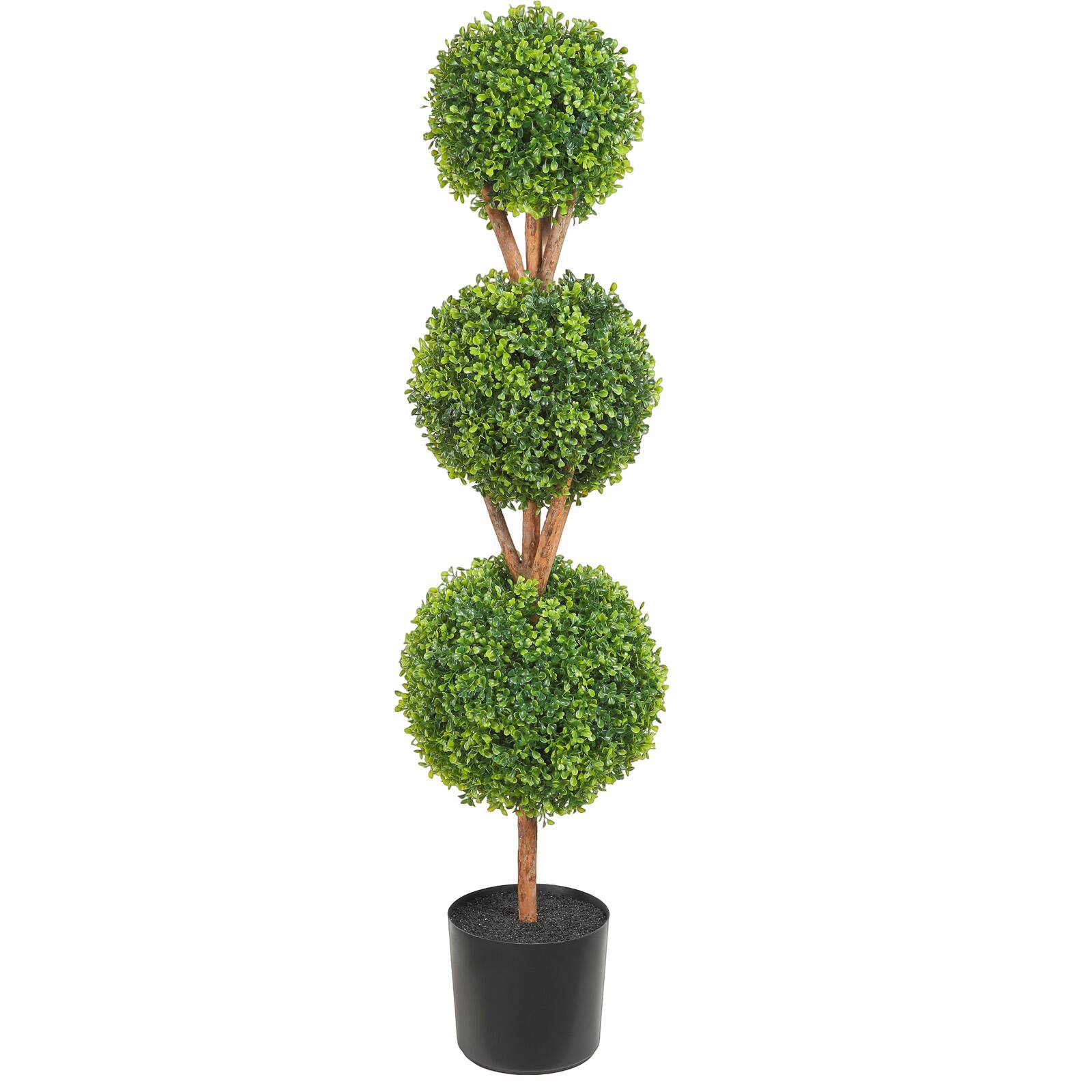 Alt View 5. VEVOR - Artificial Topiaries Boxwood Trees, 48 inch Tall (2 Pieces), 3 Ball-Shape Faux Topiaries Plant with Planters - Green.