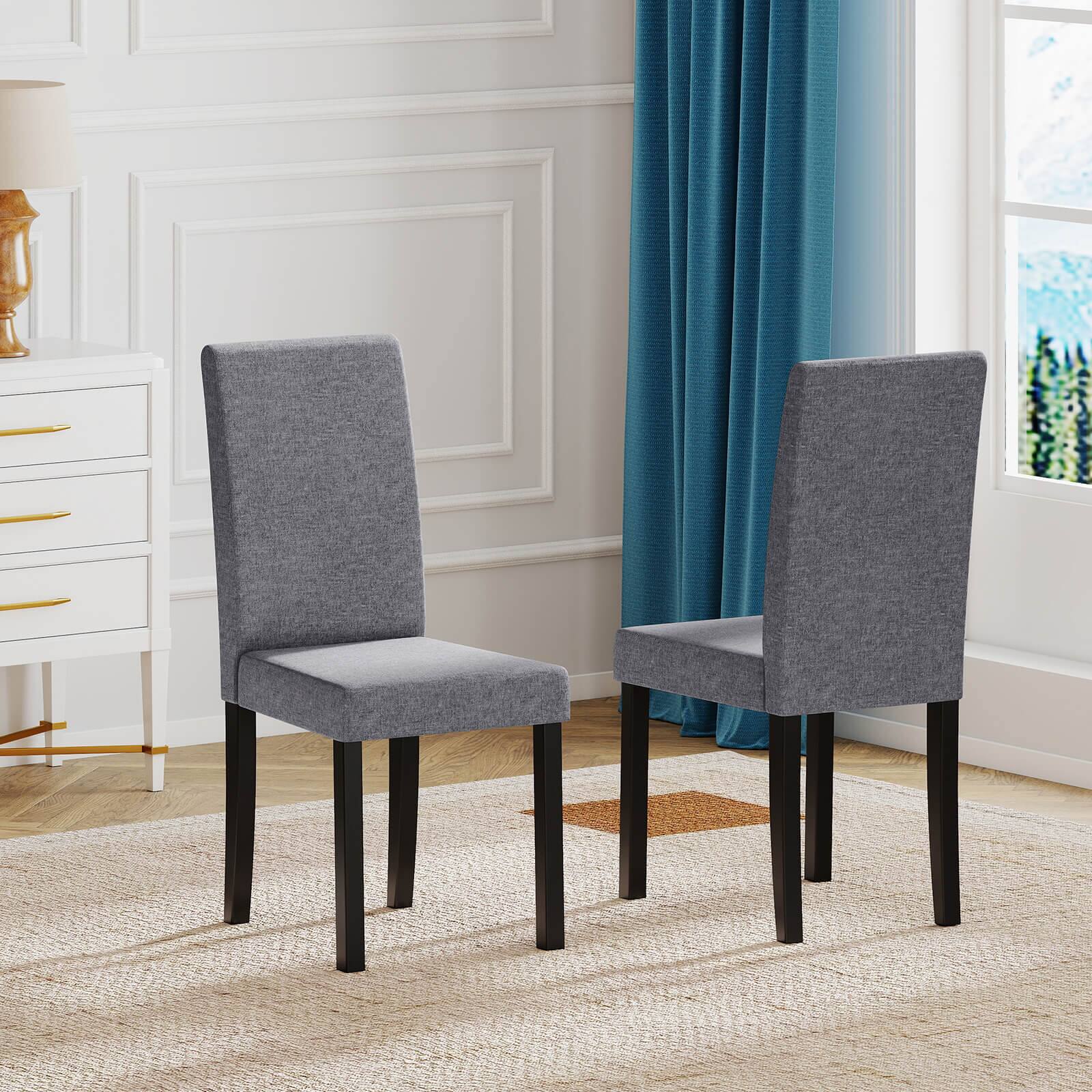 Alt View 1. Costway - Costway Dining Chair Set of 2 Fabric Upholstered Rubber Wood Legs Side Armless - Black.