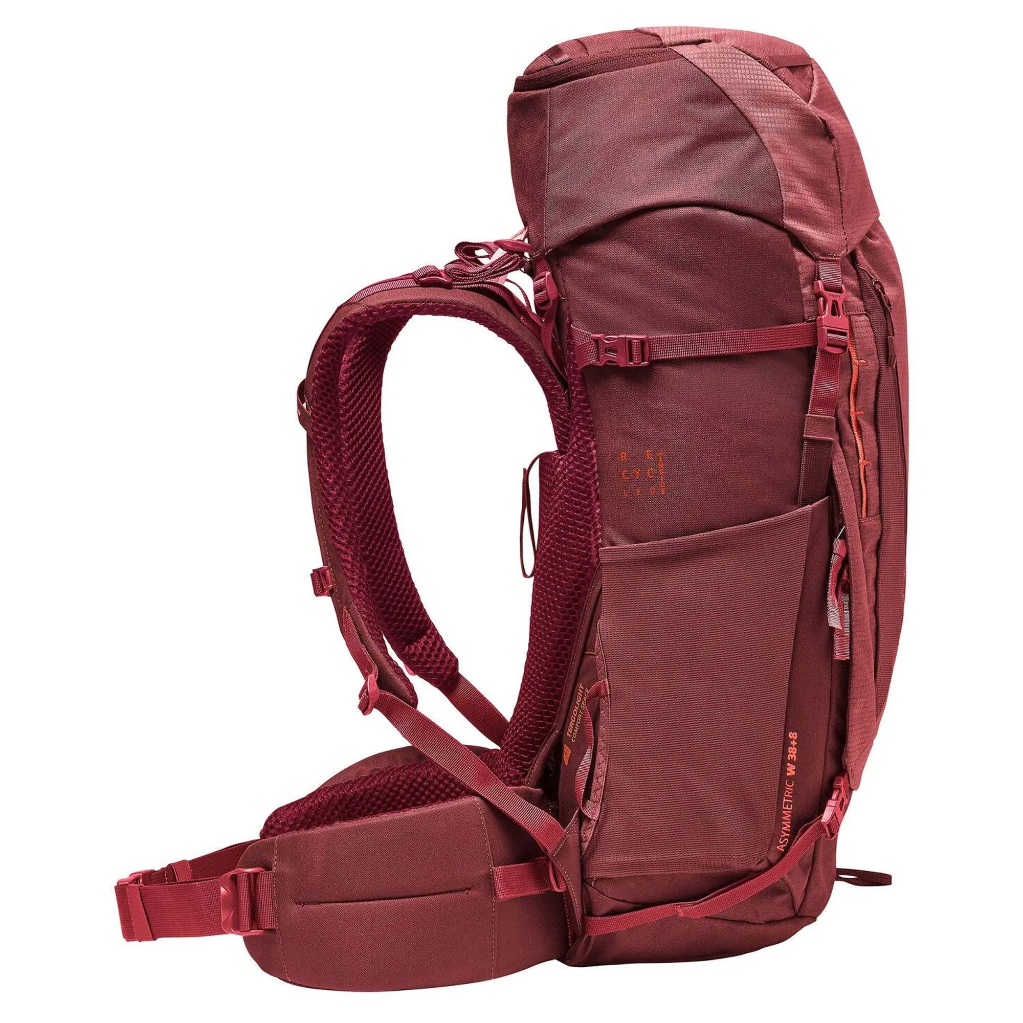VAUDE Women's Asymmetric 38+8 Trekking Backpack Dark Cherry 15942