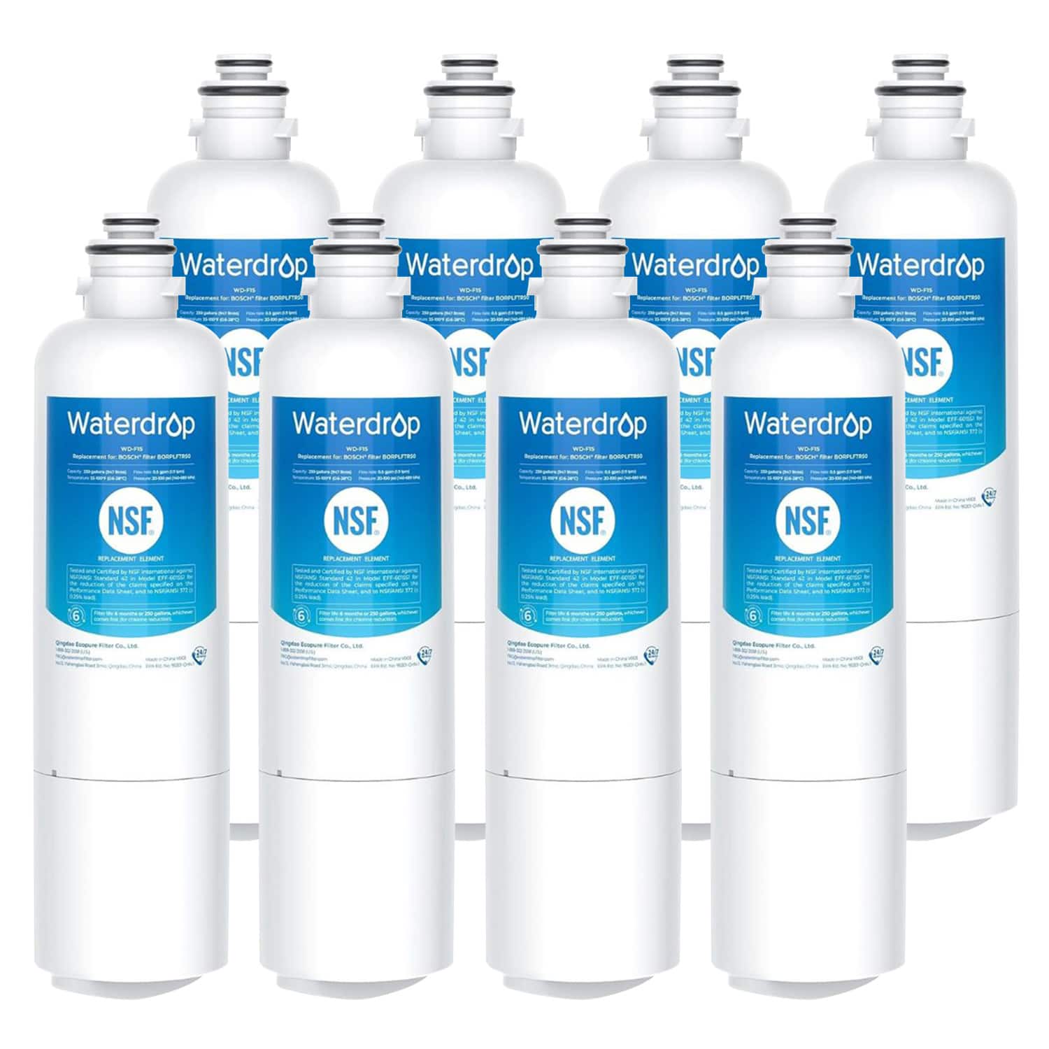 Waterdrop - WD-F15-8 Refrigerator Water Filter 8-Pack - White