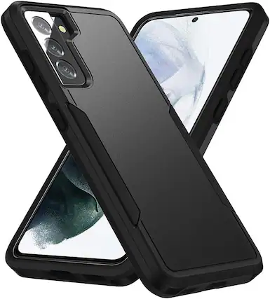 Front. Entronix - Entronix Galaxy A15 Case - Dual-Layer Soft-Touch Protective Cover - Black.