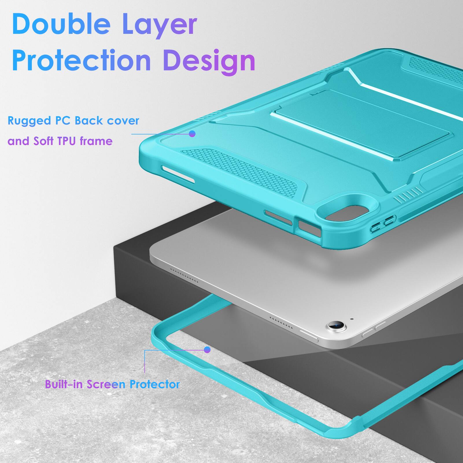 Double Layer Protection Design

Rugged PC Back cover and Soft TPU frame

Built-in Screen Protector