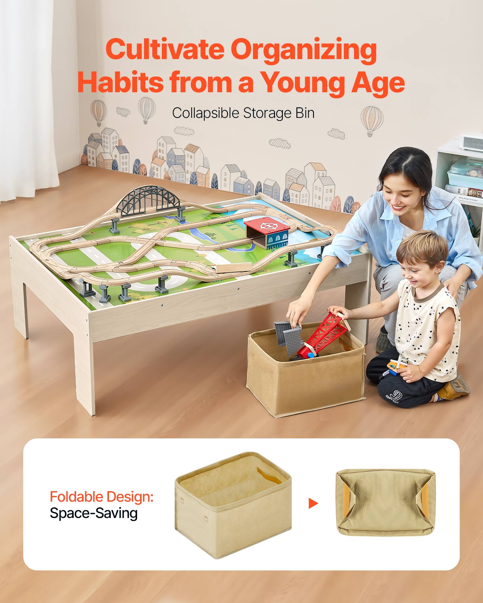 Cultivate Organizing Habits from a Young Age

Collapsible Storage Bin

Foldable Design: Space-Saving