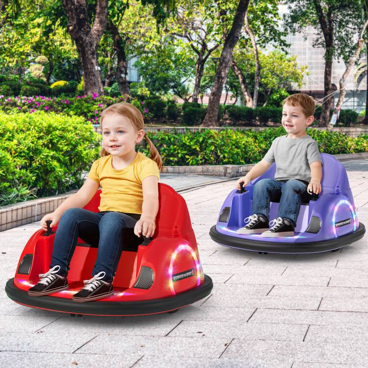 Angle. SlickBlue - 360° Spinning 12V Toddler Ride-On Bumper Car with Remote Control - Purple.