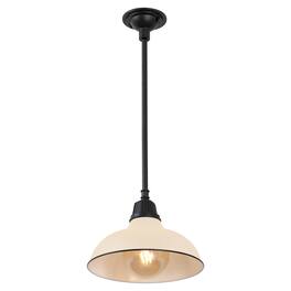 Jonathan Y - Jasper 12.25" 1-Light Farmhouse Industrial Indoor/Outdoor Iron LED Pendant - Matte Almond