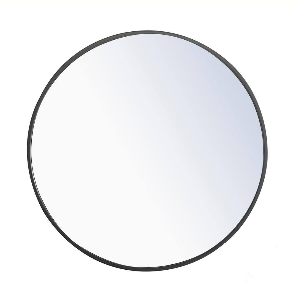Alt View 2. Elegant Decor - Metal frame Round Mirror 24 inch Black finish - Black.