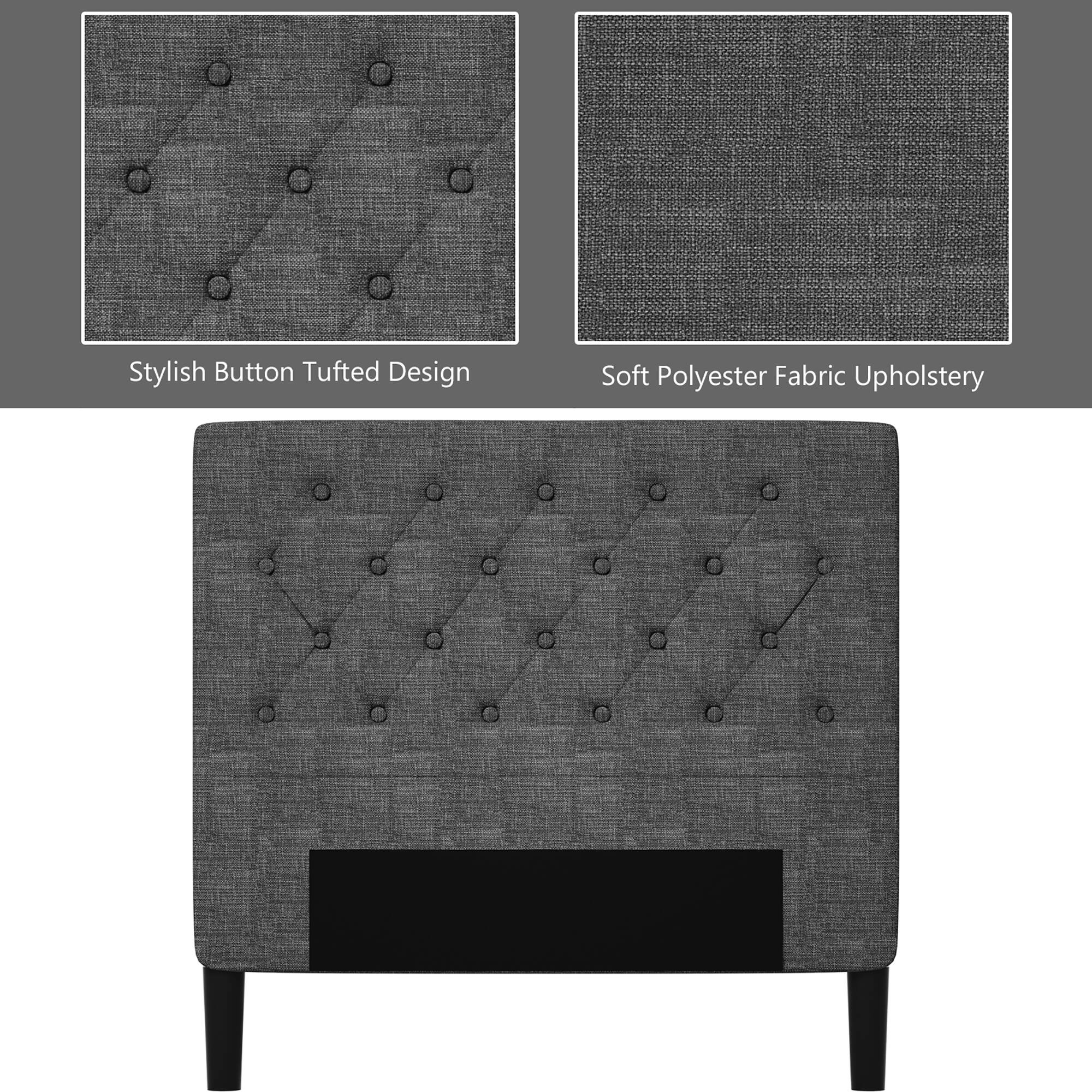 Stylish Button Tufted Design, Soft Polyester Fabric Upholstery