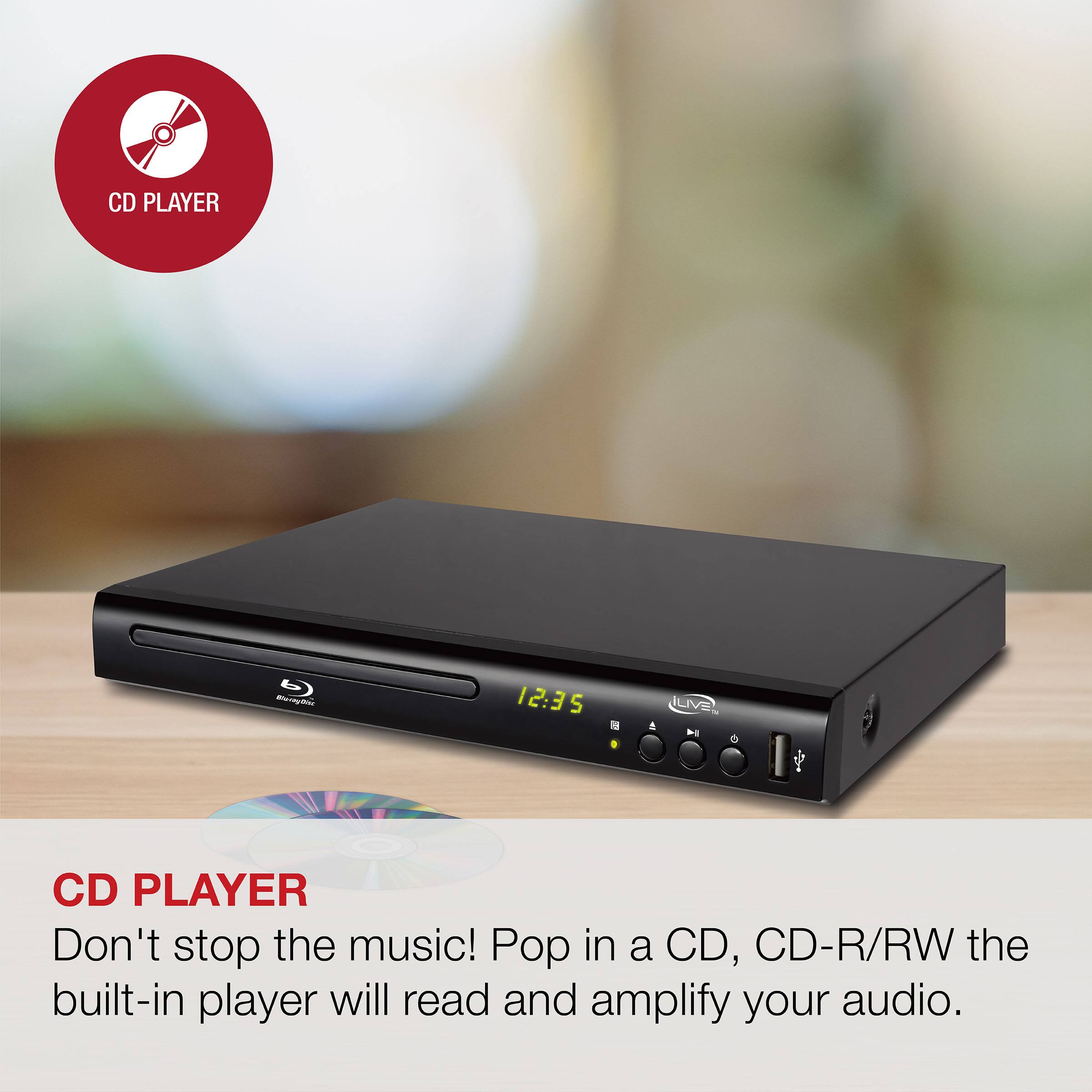 CD PLAYER

Don't stop the music! Pop in a CD, CD-R/RW the built-in player will read and amplify your audio.