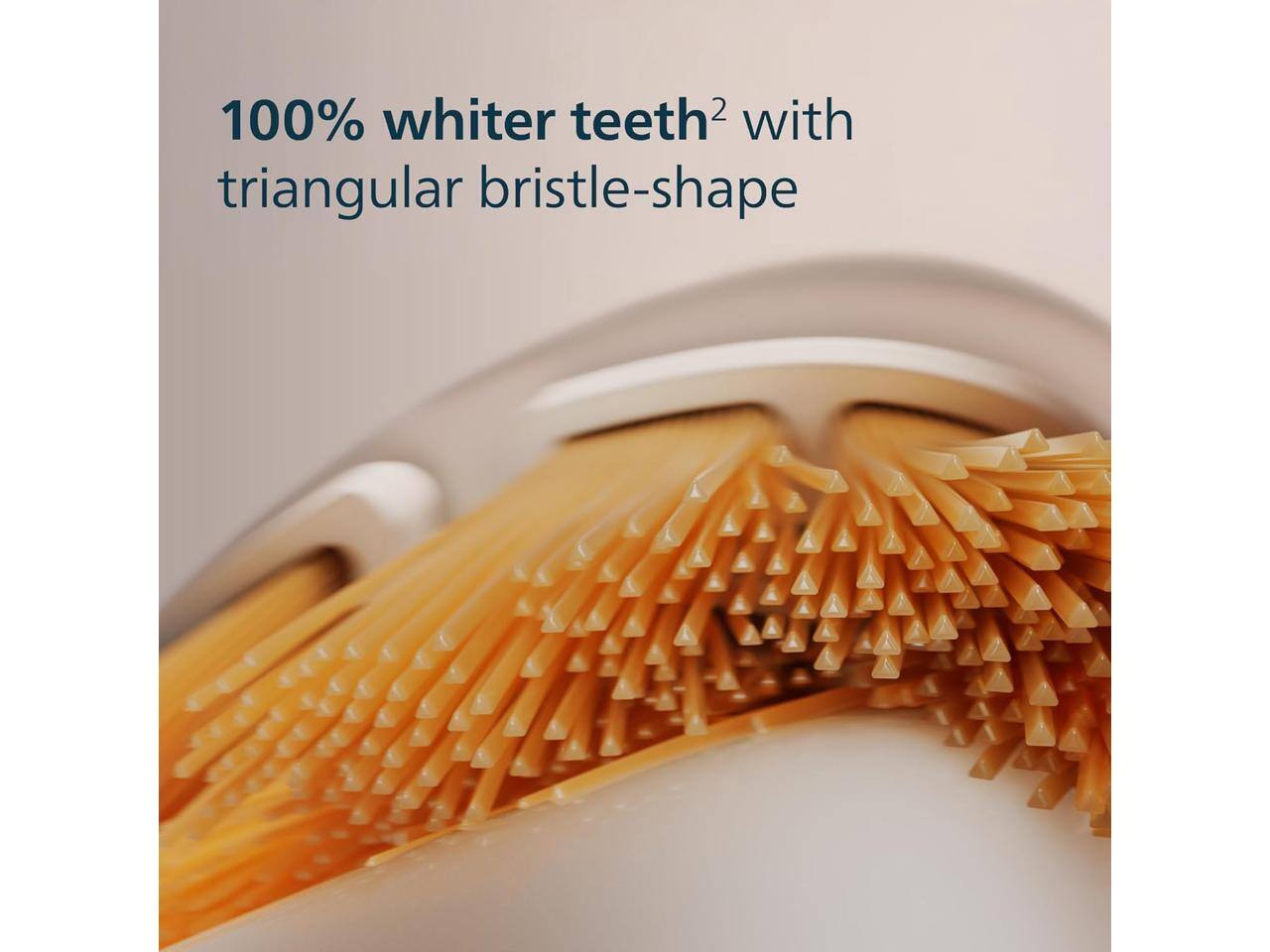 100% whiter teeth² with triangular bristle-shape