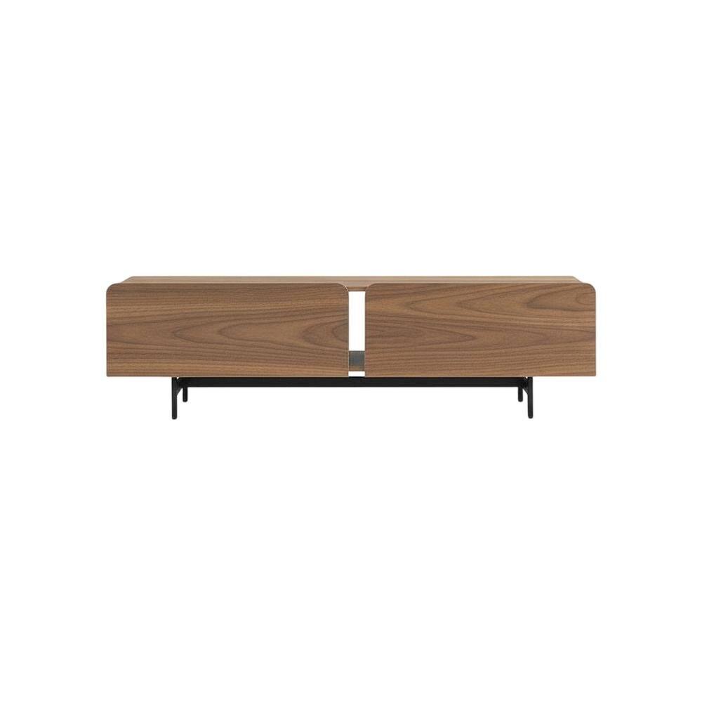 Alt View 3. FurniFact - Walnut Modern TV Stand for 75-Inch Screen with Engineered Wood Finish - Brown.