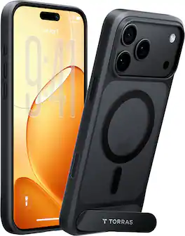 TORRAS - Ostand L1 Case for Apple iPhone 18 Pro / iPhone 17 Pro - Slim Protective Cover with Magnetic Stand - Black
