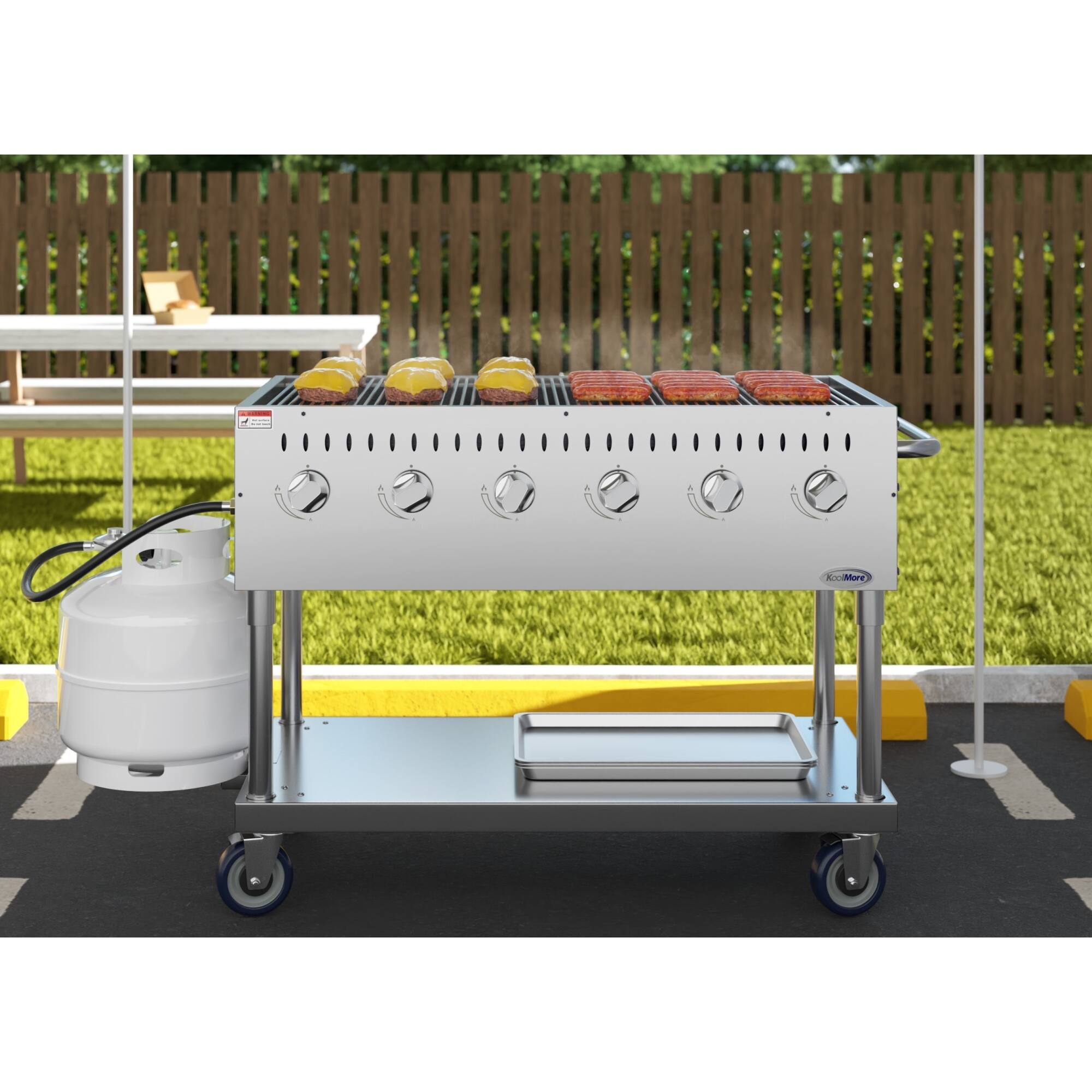 Back. Koolmore - 48 in. Commercial Mobile Outdoor Grill Stainless Steel, ETL Listed in Stainless-Steel (KM-CGM-48) - Stainless Steel.