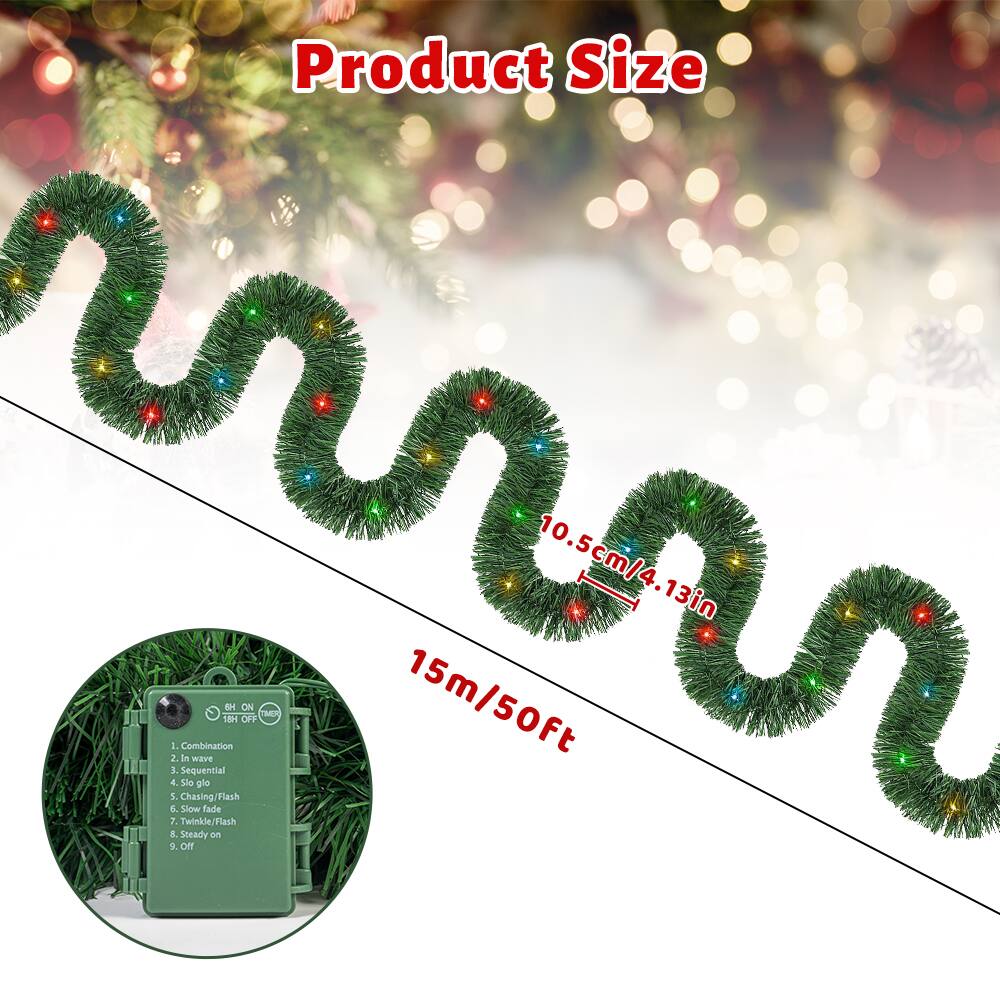 Product Size

15m/50ft

10.5cm/4.13in

1. Combination
2. In wave
3. Sequential
4. Slow glow
5. Slow fade flash
6. Slow fade
7. Twinkle/flash
8. Steady/flash
9. Steady on
10. Off