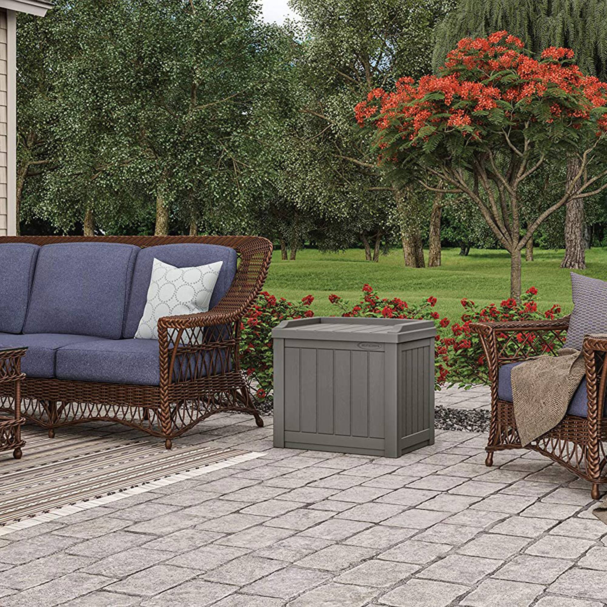 Alt View 2. Suncast - Suncast 22 Gallon Outdoor Patio Small Deck Box with Storage Seat, Stone (2 Pack) - Stoney.