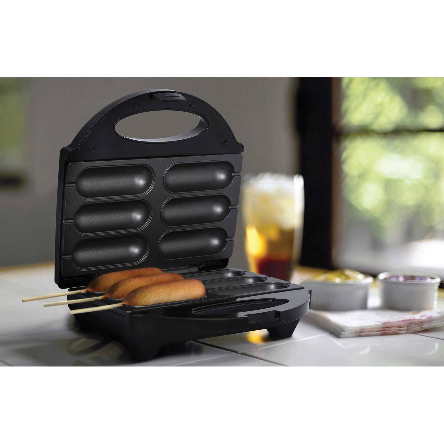 Back. Brentwood - Brentwood Just For Fun Ts-601s Nonstick 6 Mini Corn Dog Maker - Silver.