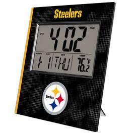 Keyscaper - Pittsburgh Steelers Cross Hatch Digital Desk Clock - Multicolor