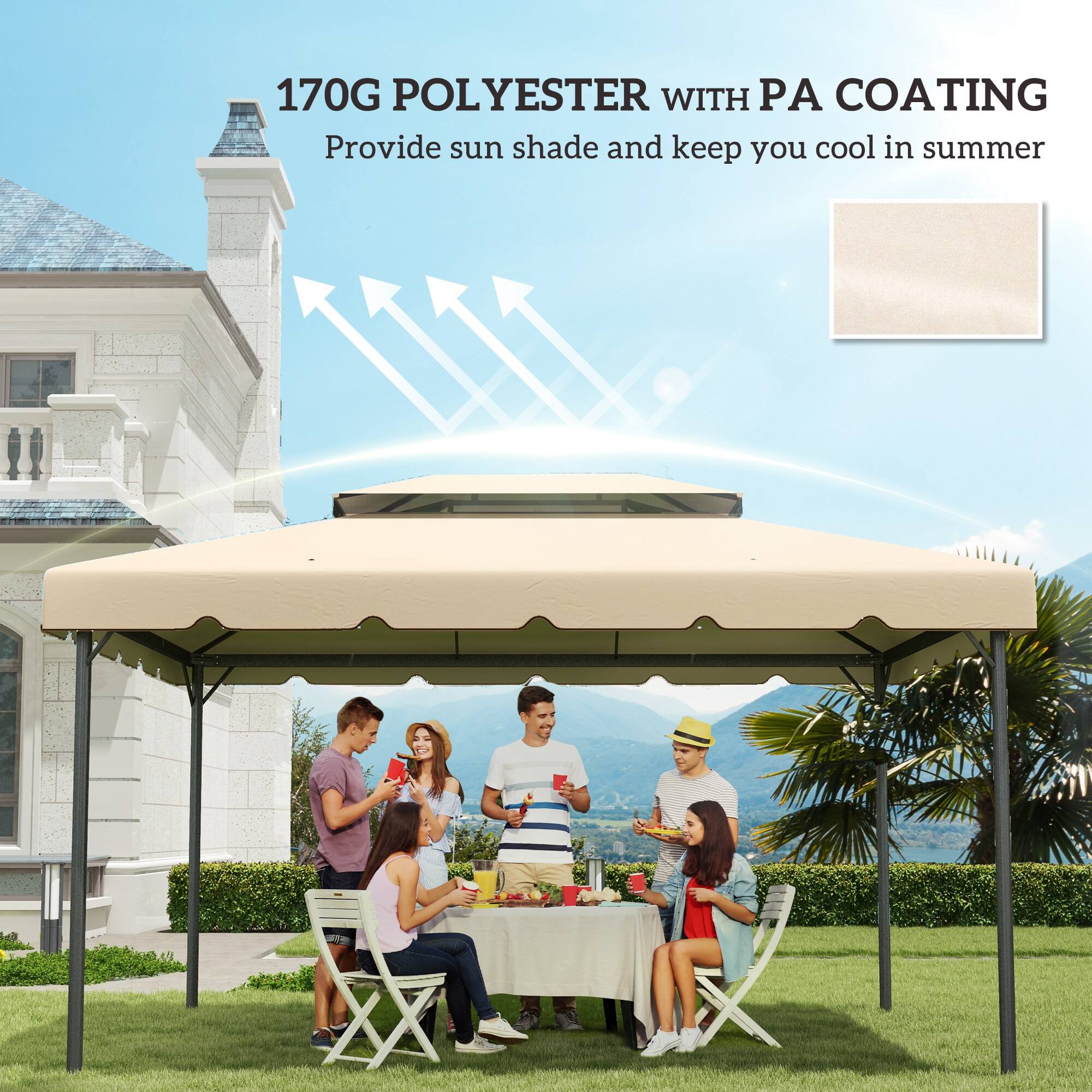 170G POLYESTER WITH PA COATING
Provide sun shade and keep you cool in summer