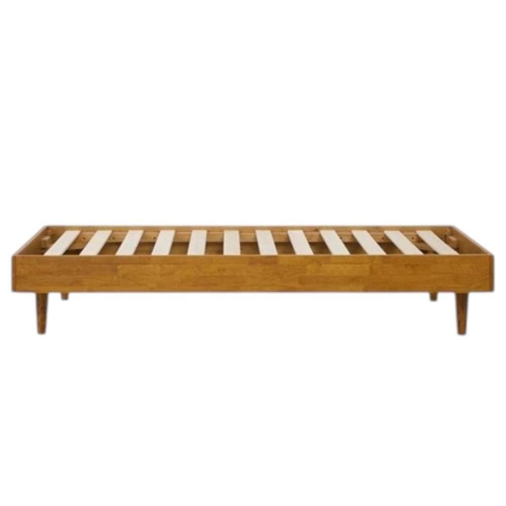 Hivvago - Twin size Mid-Century Modern Platform Bed Frame in Light Wood Finish - Brown