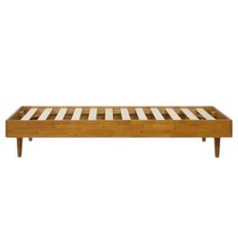 Hivvago - Twin size Mid-Century Modern Platform Bed Frame in Light Wood Finish - Brown