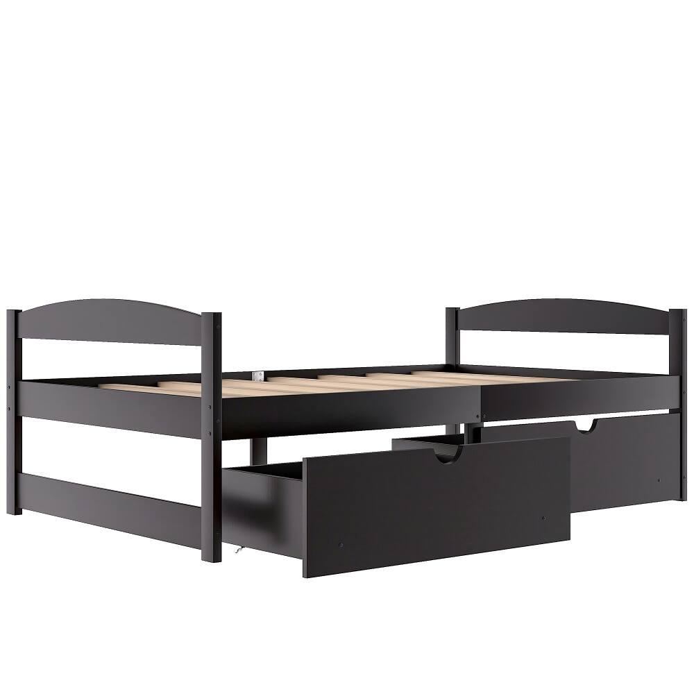 Alt View 6. Loheer - Loheer Twin Platform Bed with Drawers Espresso Wood Frame - Espresso.