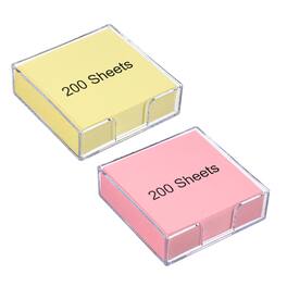 Unique Bargains - 3x3 Inch 2pcs Sticky Note Holder with 200 Sheets Self-Stick Memo Pad Dispenser Office Desk Organizer for Home Office - Pink, Yellow