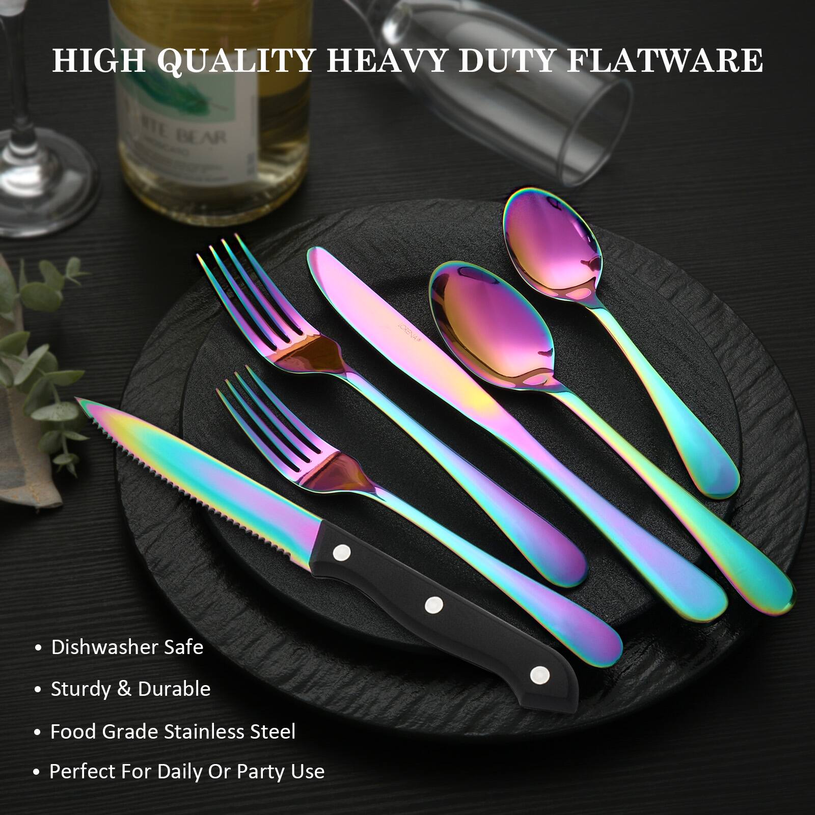 HIGH QUALITY HEAVY DUTY FLATWARE

- Dishwasher Safe
- Sturdy & Durable
- Food Grade Stainless Steel
- Perfect For Daily Or Party Use