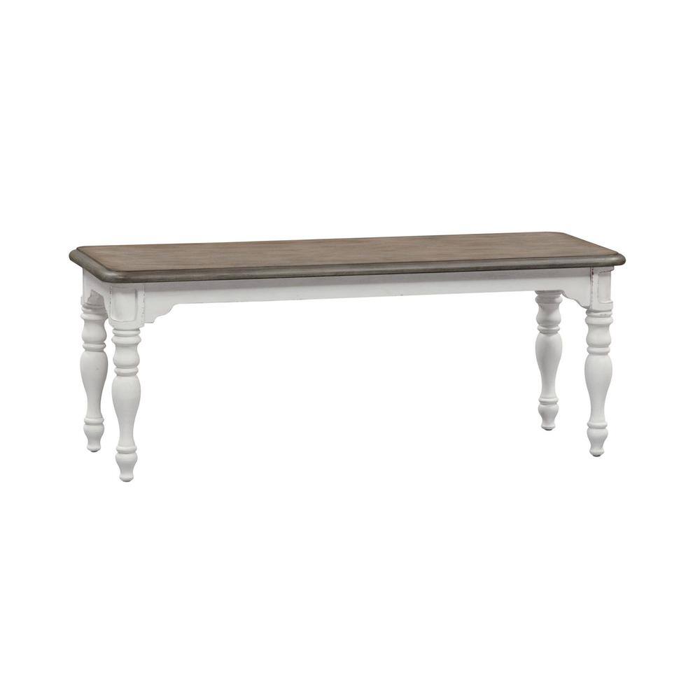 Left. Liberty Furniture Industries - Magnolia Manor Dining Bench (RTA) in Antique White - White.
