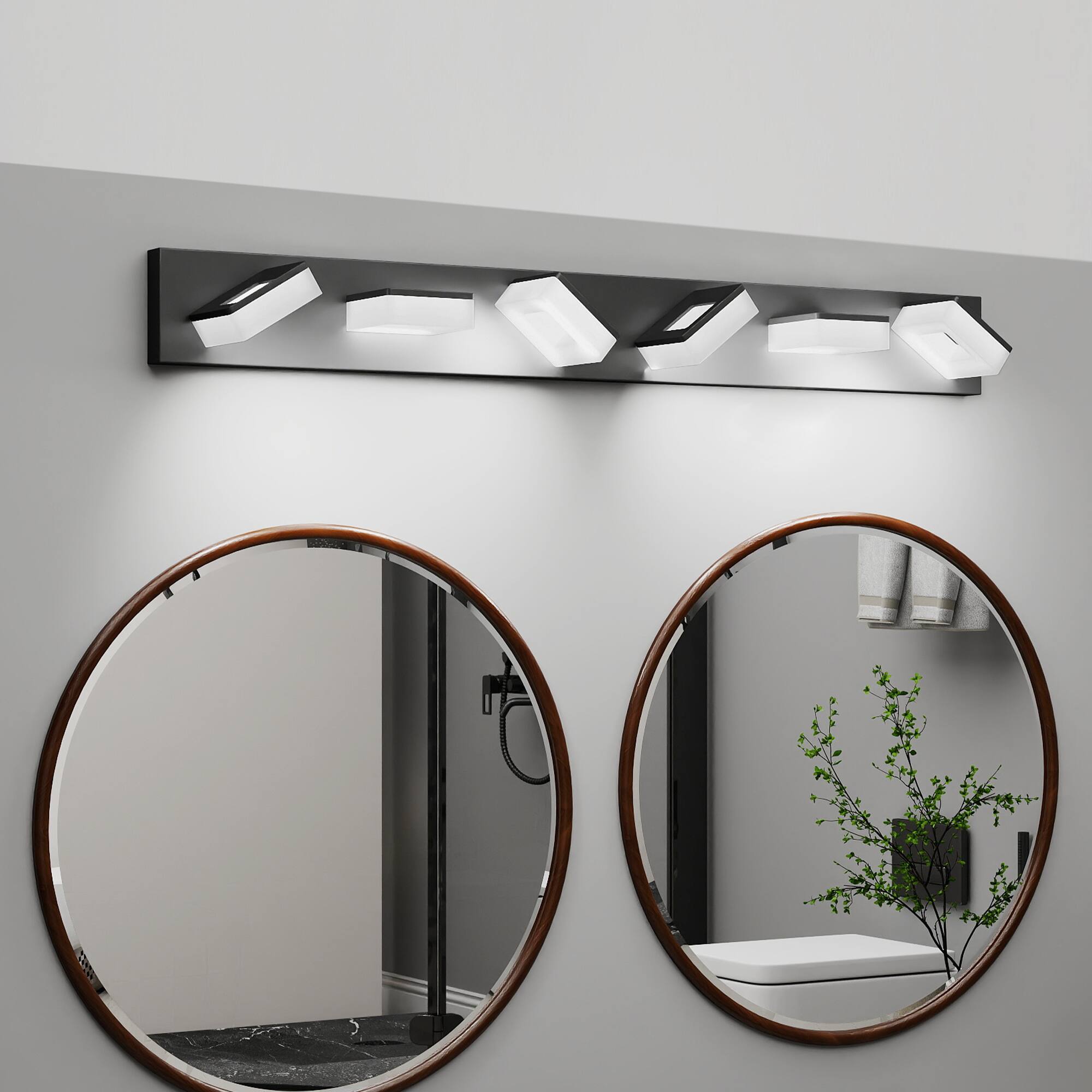 APRILSOUL - LED Modern Bathroom Vanity Light Fixtures 6-Light 39-Inch Matte Black Bathroom Wall Lighting Fixtures Over Mirror