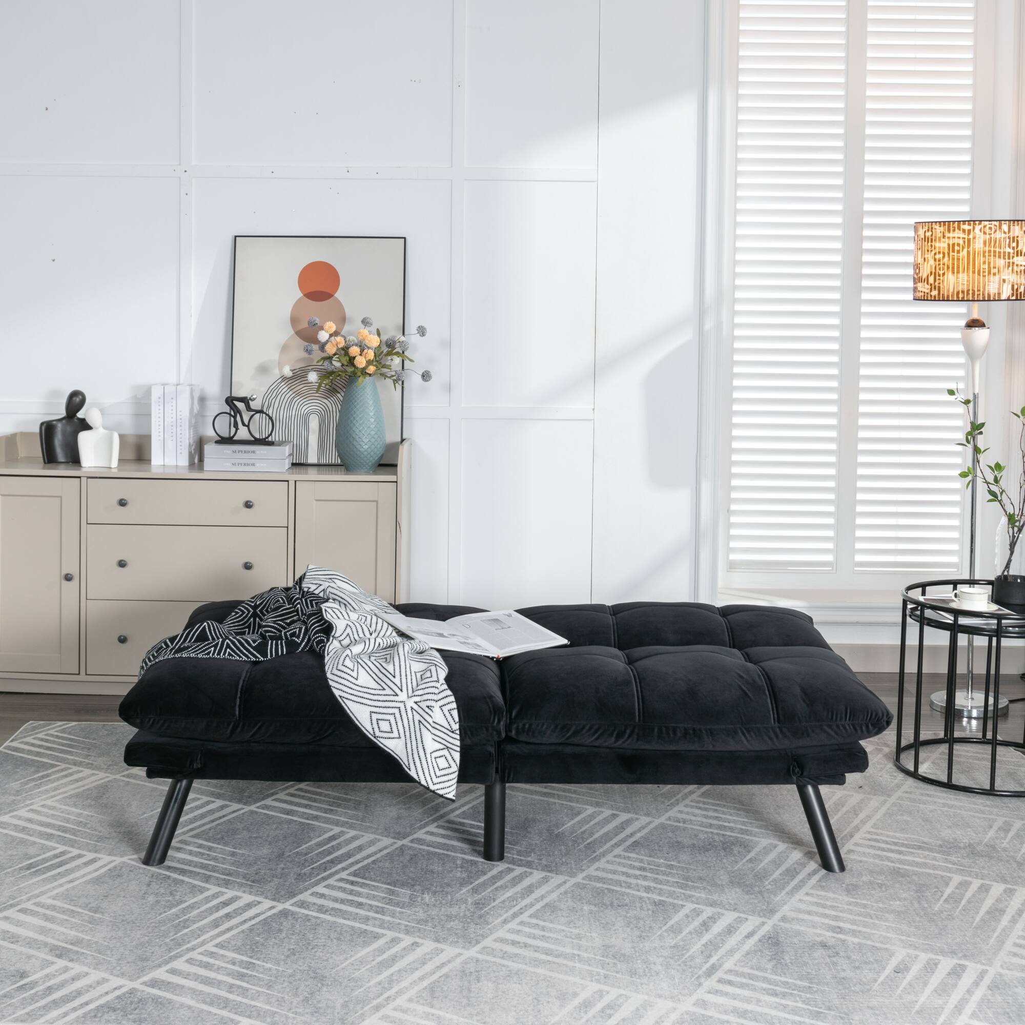 Alt View 10. GOODSILO - Convertible Folding Sofa Bed with Adjustable Armrests and Backrest for Small Spaces - Black.