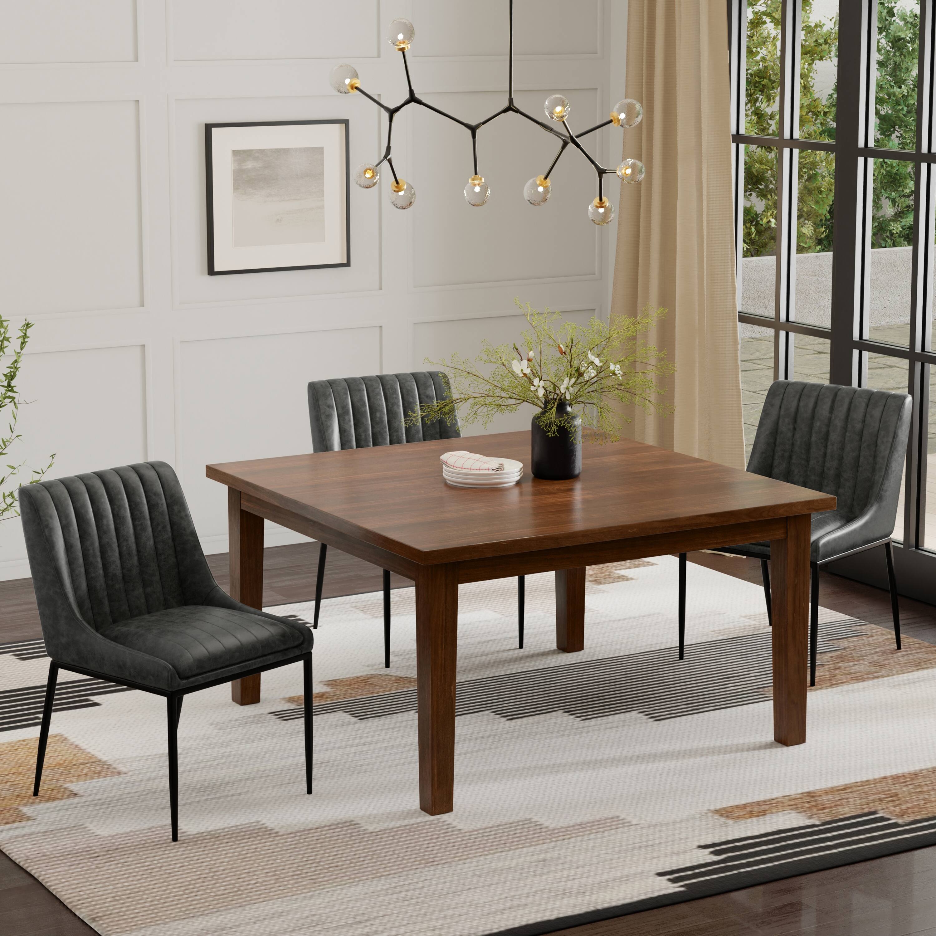 Angle. Simpli Home - Eastwood 54 inch x 54 inch Square Contemporary Dining Table in Walnut - Walnut.