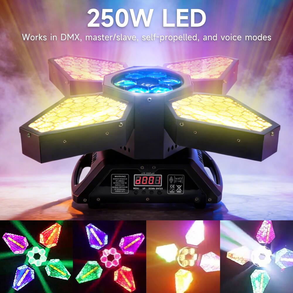 250W LED  
Works in DMX, master/slave, self-propelled, and voice modes  

OS DISPLAN E 8008 - DOWN ENTER
