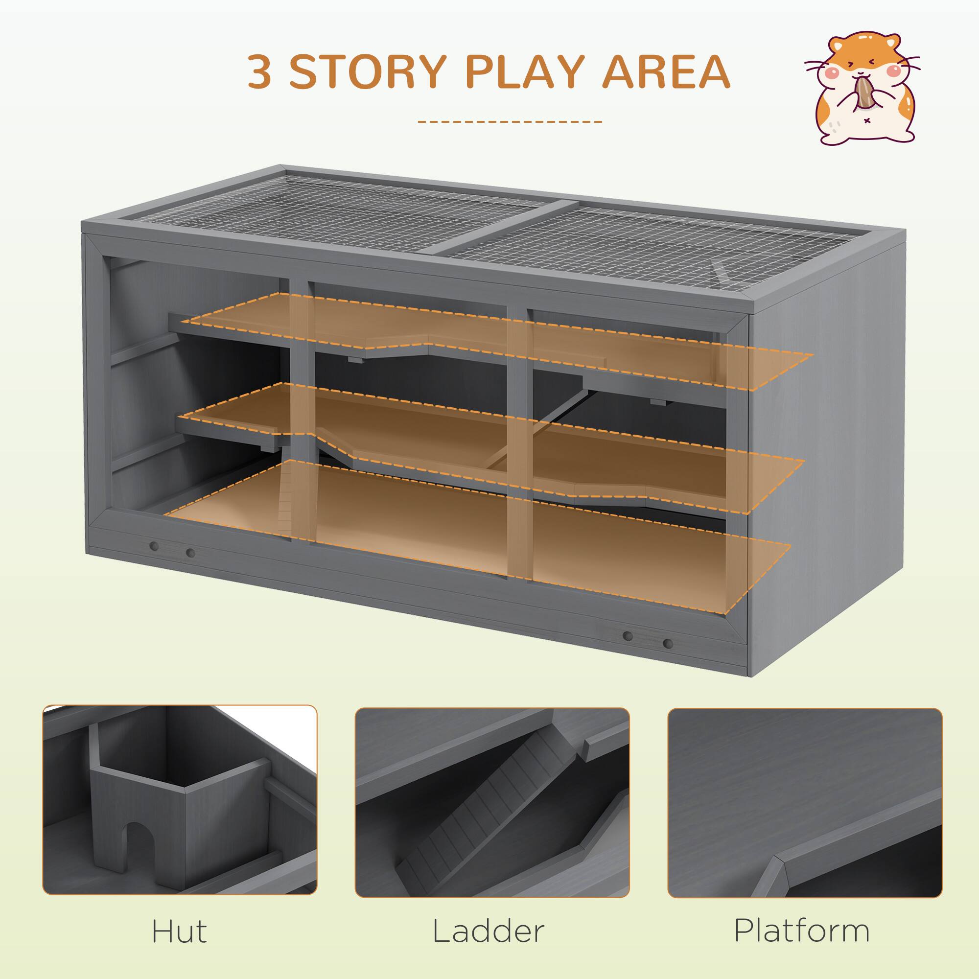 3 STORY PLAY AREA

- Hut
- Ladder
- Platform