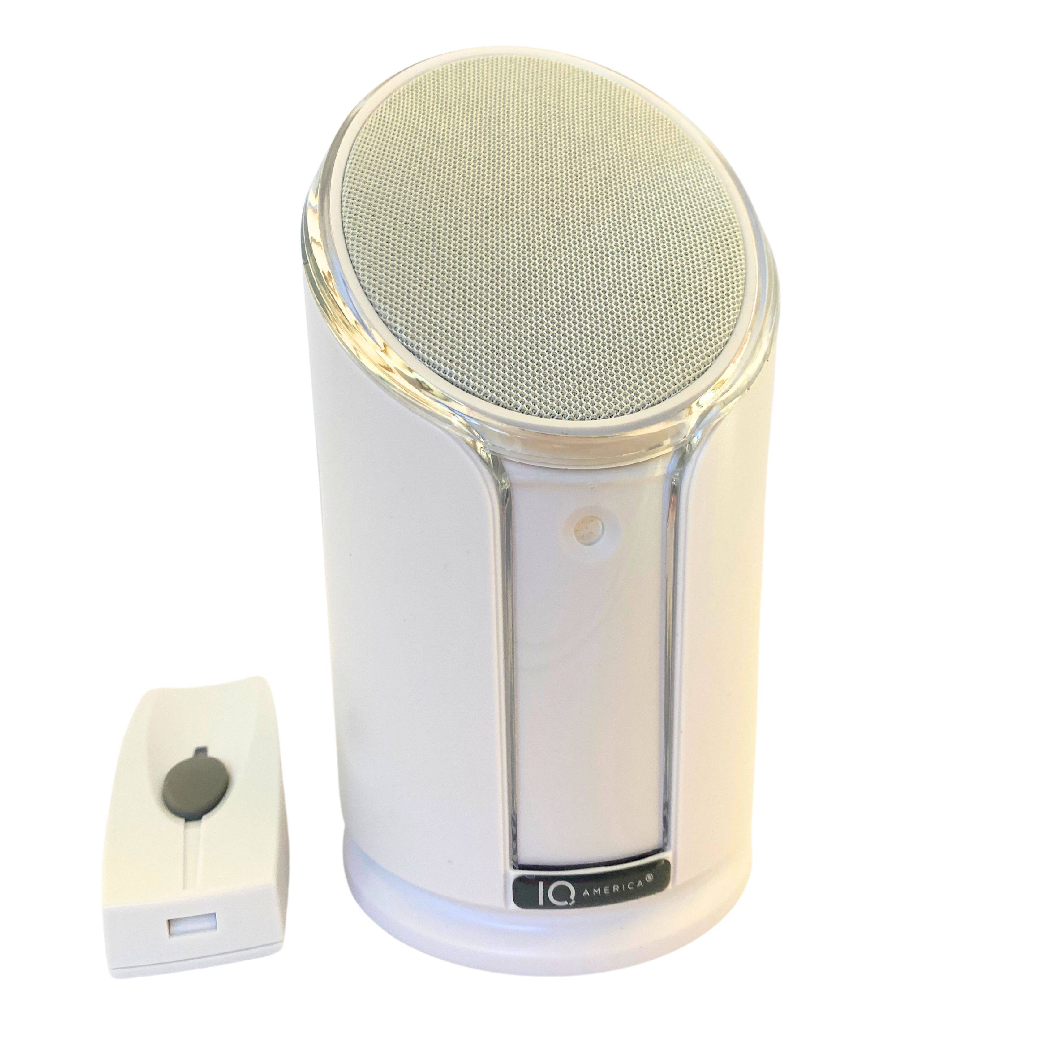 Front. IQ America - Battery Powered Wireless Door Bell Chime with Visual Alert, 8 Chime Tones, 4 Volume Levels, 1 button - White.