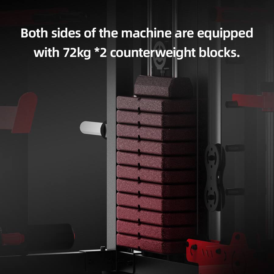 Both sides of the machine are equipped with 72kg * 2 counterweight blocks.