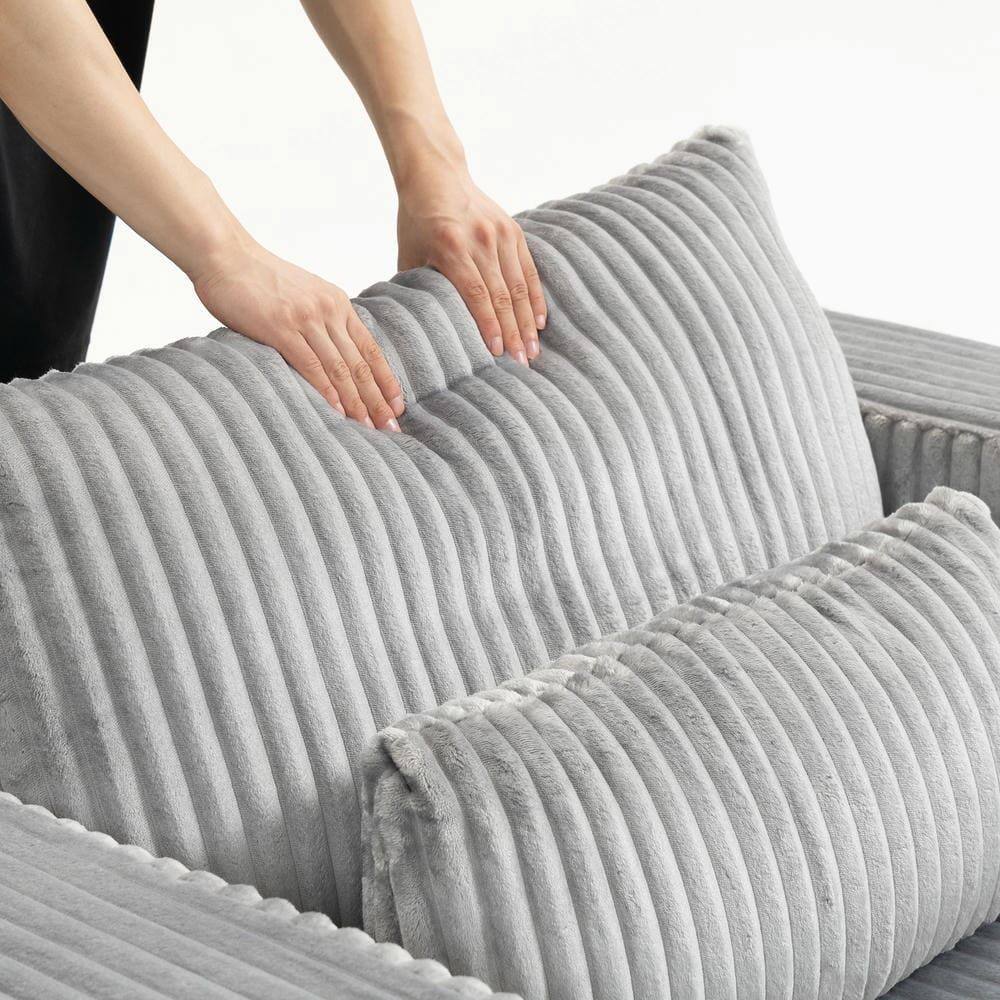 Alt View 8. Kadyn - Oversized All-Foam Lounge Chair with Ottoman, Modular Corduroy, No-Tool Assembly, Gray - Gray.