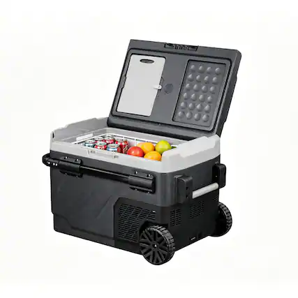 Front. Alpicool - Alpicool - ZGW-40 Portable Fridge 12 Volt Car Refrigerator 42 Quart Fast Cooling Freezer For Fishing, Camping, Rv, Truck - Dark Gray + Light Gray Color.