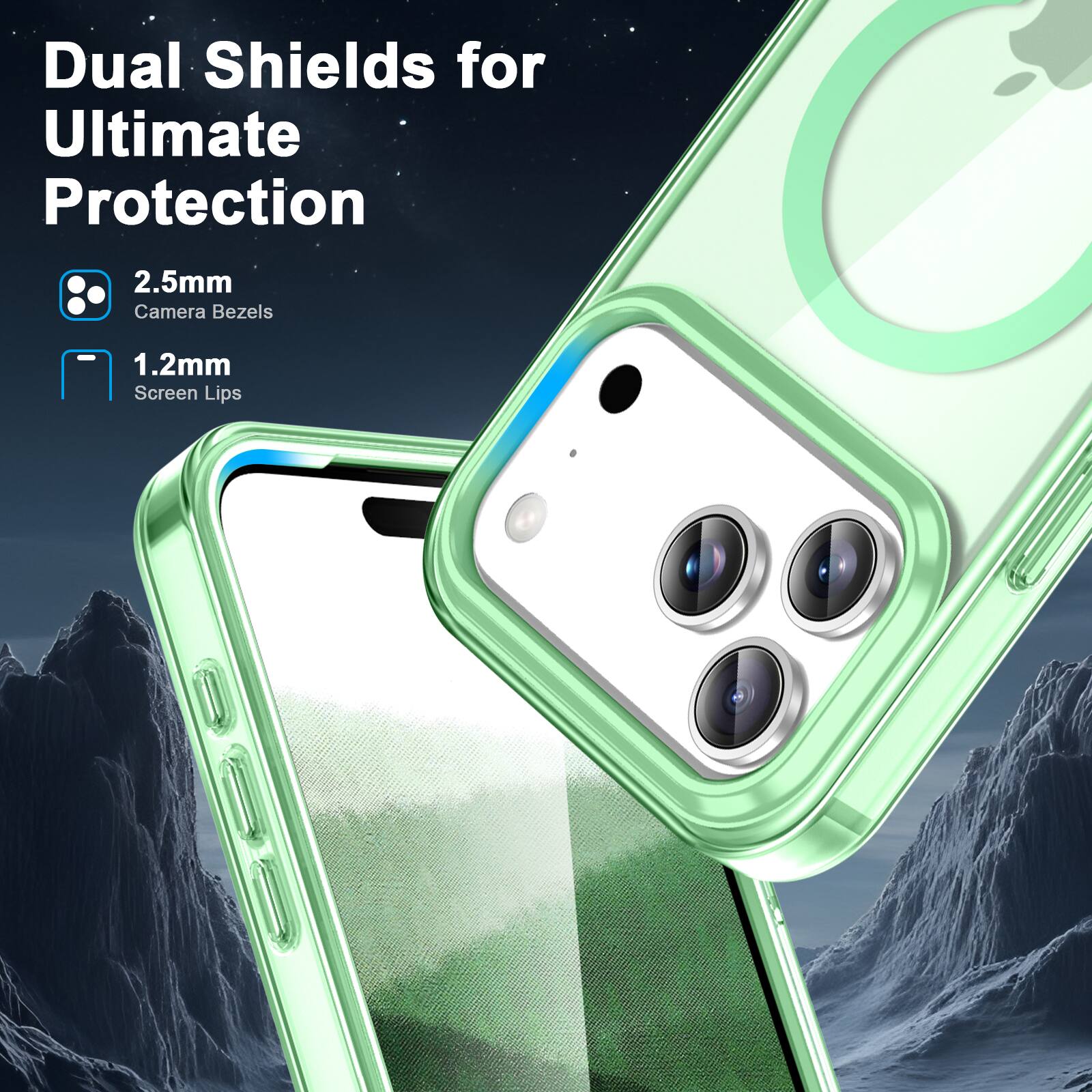 Dual Shields for Ultimate Protection

2.5mm Camera Bezels

1.2mm Screen Lips