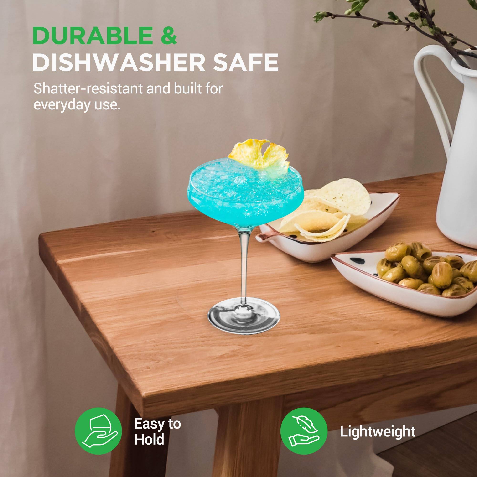 DURABLE & DISHWASHER SAFE  
Shatter-resistant and built for everyday use.  

Easy to Hold  
Lightweight