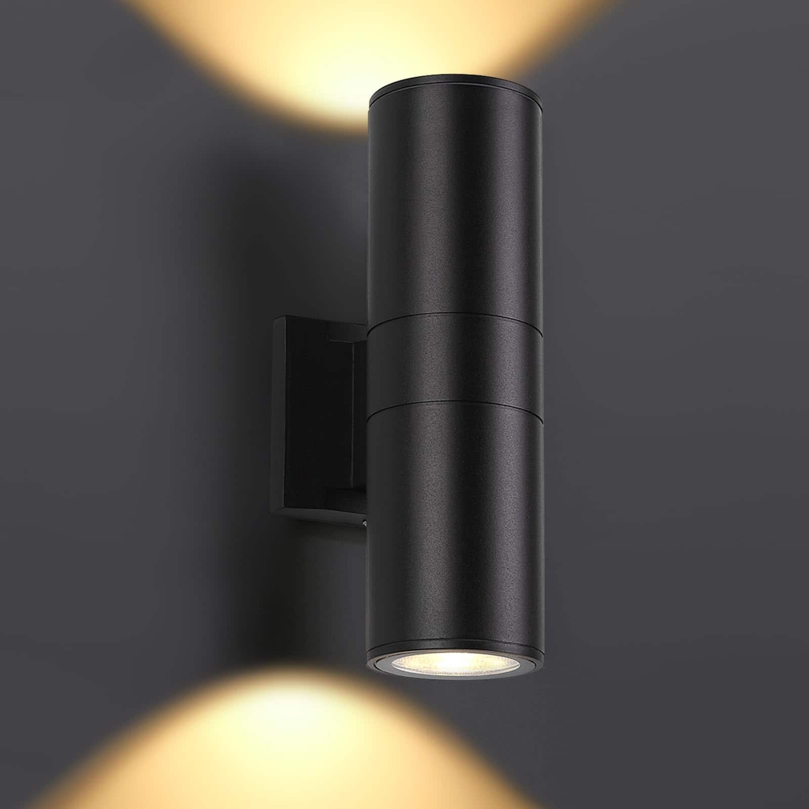 Dazzling Pops - Outdoor Wall Lights Packs Integrated LED Cylinder Down 12W 2700K Modern Aluminum Light Waterproof 【Aluminum - Black 1 Pack+Black