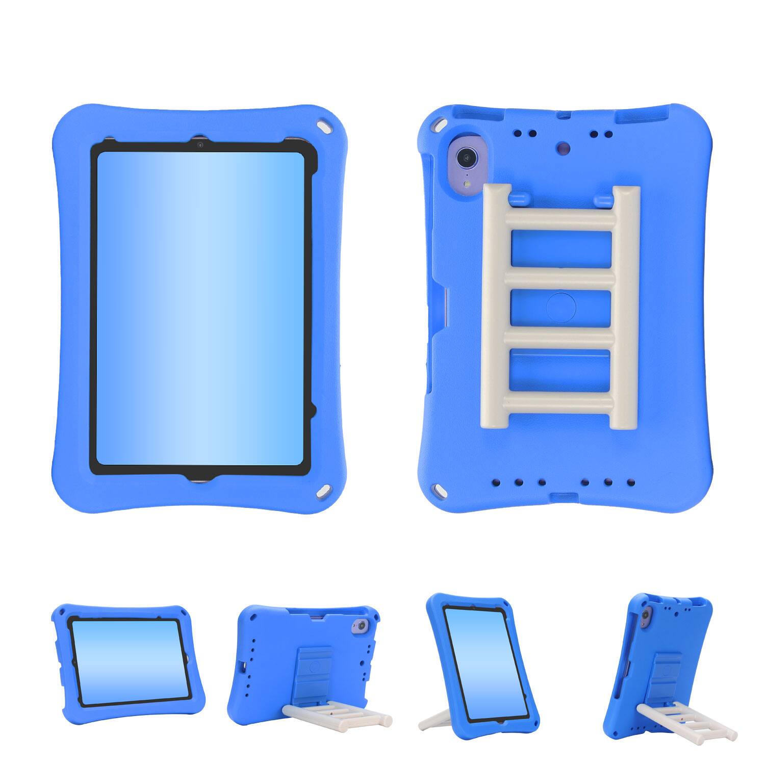 Angle. Dteck - for Apple iPad mini (A17 Pro) 2024/iPad mini 6th Gen 8.3-inch 2021 Rugged Case,Shockproof TPU Cover with Rotating Stand - Blue.