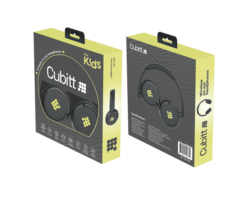 Cubitt  
Wireless on-ear headphones for kids  
cubittworld.com @cubitt  

Specifications:  
- Wireless on-ear headphones  
- Cubitt  

Cubitt  
Wireless on-ear headphones  
cubittworld.com @cubitt  

Specifications:  
- Wireless on-ear headphones  
- Cubitt