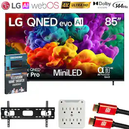 Bundle - LG - 85" QNED evo AI QNED84B Mini LED 4K Smart TV + Accessories